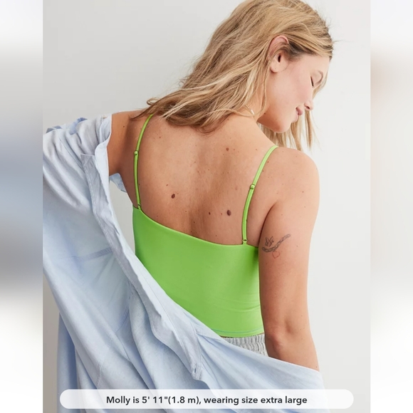 Aerie	SMOOTHEZ Tank Cami Cropped Top Harlequin Green NWT Medium American Eagle - Picture 2 of 11